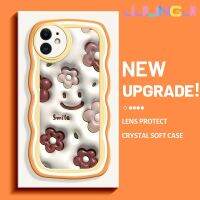 Jlingji เคสสำหรับ iPhone 11 11 Pro 11 Pro Max เคส3D รูปดอกไม้ยิ้มขอบคลื่นนุ่มกันกระแทกเคส TPU ซิลิโคนแบบใสเคสมือถือรวมทุกอย่างฝาครอบป้องกันหัวกล้อง