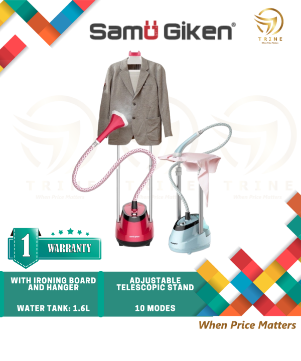 Samu Giken Garment Steamer With Double Rod, Flat Pole & Iron Board