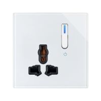 【Big-Sales】 kgcwmw 13A Power Socket พร้อม USB Wall Outlet เต้าเสียบคู่พร้อม LED สีขาวแก้วเปียโน Key Switch สำหรับ UK EU Europe Plug