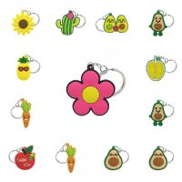 1PCS PVC Keychain Colorful Plants Cute Apple Cactus Keyring Kids Toy Women Handbags Accessories Birthday Gift Gadgets For Girls