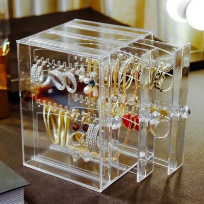 Earring Display Stand Storage Box Organizer Transparent Jewelry Storage Box Drawer Storage Rack Necklace Jewelry Display Cabinet