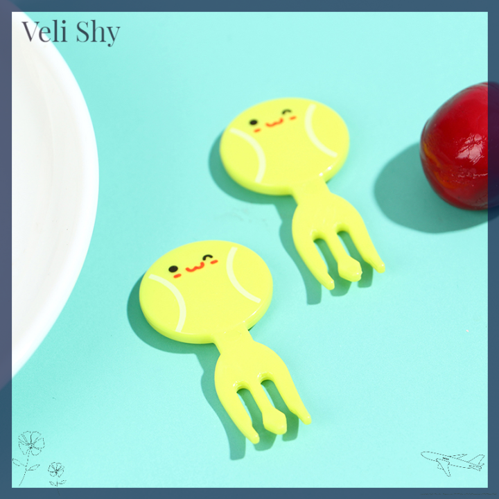 veli-shy-8ชิ้นมินิฟุตบอลการ์ตูนส้อมผลไม้กีฬาขนมอาหารเค้กขนมไม้จิ้มฟัน