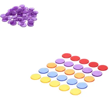 100pcs Colorful Transparent Bingo Markers, Bingo Chips Game Tokens In 8  Mixed Colors Of Orange, Yellow, Blue, Green, Red, Purple, Pink, Rose (each  With A Diameter Of 3/4 Inches)