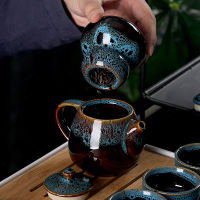 Spot parcel post Creative Portable Travel Tea Set Flambe Kung Fu Tea Teaware Business Annual Meeting Event Gift Printing logo