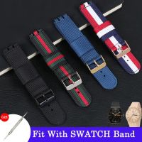 【ขายด่วน】ผ้าใบไนล่อนสายนาฬิกาข้อมือสำหรับ SWATCH นาโตนาฬิกาเข็มขัดสายนาฬิกาอุปกรณ์ทดแทนสร้อยข้อมือสายรัดข้อมือ17มิลลิเมตร19มิลลิเมตร20มิลลิเมตรความกว้าง