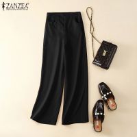 ZANZEA Women Casual Loose Wide-Leg With Pocket Loose Long Pants