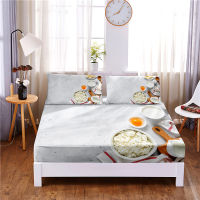 food Digital Printed 3pc Polyester Fitted Sheet Mattress Cover Four Corners with Elastic Band Bed Sheet Pillowcases