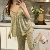 【JH】Fdfklak Summer Sleeveless Sleepwear Suit Women Sexy Pajamas Set Female Cotton 2PCS Casual Home Clothes Spaghetti Straps