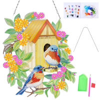 Ornament For Wall With Hanging Chain 5D DIY Garland Flowers Window Living Room Christmas Embroidery Double Sided Art Craft Door Wreath Home Decorative Crystal Butterfly Diamond Drawing