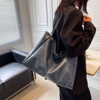 Soft Leather Shoulder Bag for Women Retro Casual Portable Bucket Bag Tote Bag Womens Bag New Large-capacity