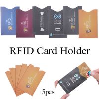 OKDEALS ซองป้องกันการโจรกรรมแฟชั่น5ชิ้น,บัตรเครดิตป้องกันเคสป้องกัน RFID กระเป๋าเก็บบัตรซองกันขโมย