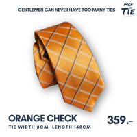 Men in Tie เนคไทแบบผูกเองขนาด 8cm รุ่น Orange Check