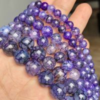 6/8/10mm Purple Dragon Vein Agates Beads Natural Stone Round Beads for Jewelry Making DIY Bracelet Accessories 15‘’ Strand