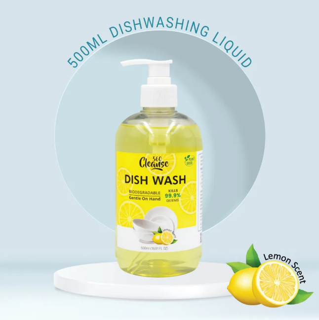 Cleanse360 Biodegradable Dishwashing Liquid [Lemon Scent 500ml] Lazada