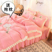 ins Fresh Four-Piece Set All Cotton Pure Cotton Princess Style Winter Floral Bed Skirt Bed Sheet Quilt Cover Bedding