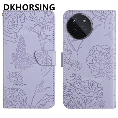 DKHORSING เคสหนังใหม่2023สำหรับ Realme 11,4G 5G / 11 NFC / 11 Pro/ 11 Pro + เคสโทรศัพท์แบบดอกไม้ผีเสื้อกระเป๋าสตางค์แฟชั่นฝาพับ REALME11 NFC PU เคสกันกระแทก Realme11 Pro