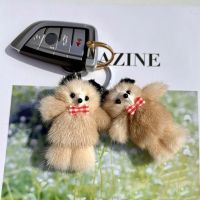 SENLINE Cartoon Plush Bear Keychain Animal Bear Plush Bowknot Bear Keyring Plush Keyring 7CM Bag Pendant