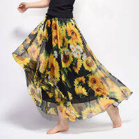 2023ผู้หญิงยาวกระโปรงเอวสูงฤดูร้อนชีฟอง Saia Beach Tutu Elegant Bohemian Maxi กระโปรง Casual Vestidos Harajuku พิมพ์