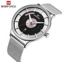 NAVIFORCE นาฬิกาสแตนเลสสำหรับบุรุษสร้างสรรค์แฟชั่นหน้าปัดส่องสว่างด้วยนาฬิกาชายนาฬิกาข้อมือสบายๆ