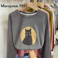 Marquise1997 เสื้อฮู้ด เสื้อแขนยาวอบอุ่น หลวมและสบาย สไตล์ น่ารัก สบาย วินเทจ WWY2393GPH 40Z231007