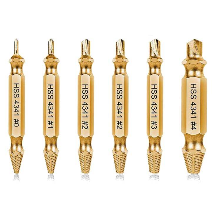 6PCS Damaged Screw Extractor Kit Stripped Screw Extractor Set Stripped