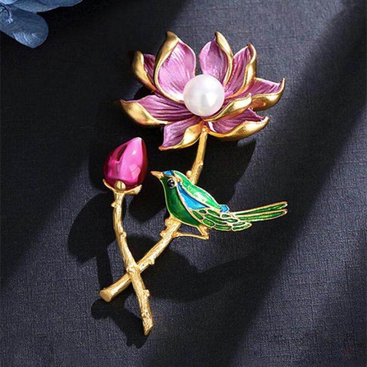 new-vintage-style-new-lotus-pearl-brooch-anti-light-cheongsam-buckle-clothing-accessories