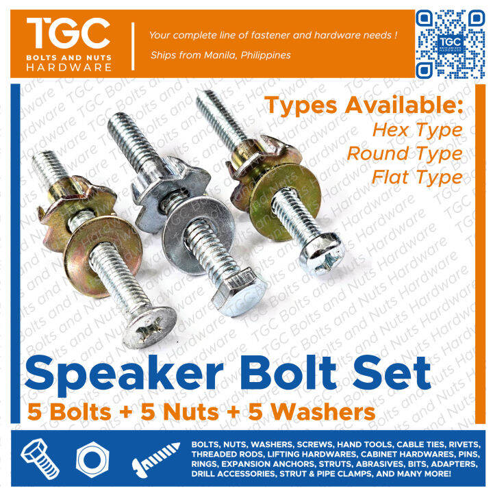 TGC 5SETS Speaker Bolt / Tnut with Bolt for Speakers / Tnut with Screw