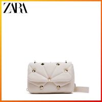 2022ZARAˉnew womens bag studded quilted one-shoulder messenger bag