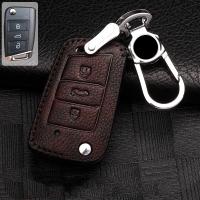 ❍ Top Layer Leather Car Key Ring Keychain Holder Case Cover For VW GOLF 4 5 6 7 Passat B5 B6 Polo Bora Scirocco Jetta MK6 Mk7