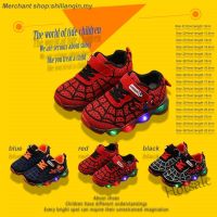 【hot sale】 ☋❦ C19 Childrens Shoes Spider-Man led Luminous Fashion Sports School Spiderman Boys Girls [Size 21-36]