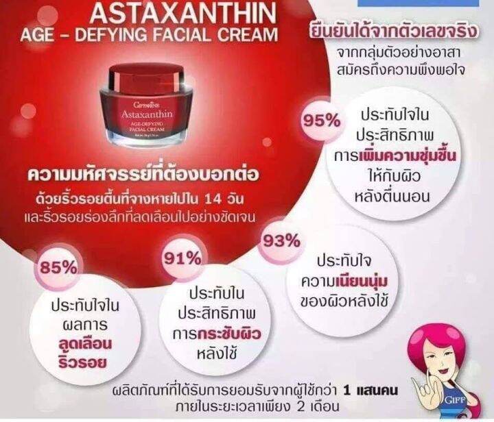 gifarine-astaxanthin-age-defying-facial-cream-ช่วยให้ผิวหน้าดูอ่อนกว่าวัย-สวยใส-ช่วยลดปัญหาผิว-ใช้แล้วเห็นผล-จากสาหร่ายแดง-หน้าเด็กลง-ว้าว-เราท้าให้ลองเล