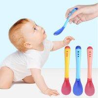 【cw】 Baby Utensils Toddler Feeding and Fork Gadgets Short Handle Feel Temperature Sensing Feeder Tableware for Dishes