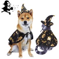 ZZOOI Pet Halloween Costume Cape And Wizard Hat for Small Medium Kitten Outfit Cosplay Decoration Party Suit Costumes Pet Product