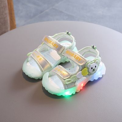 Kids Led Sandals Light Up Children Summer Cartoon Bear Glowing Sport Baby Girls Boys Flashing Soft Non-slip Casual Beach Shoes