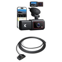 Kingslim 4K 3-Channel Dash Cam - D6 4K Front and Inside Dash Cam + 2K Rear Camera, Three Way Dash Cam Front and Rear Inside with Night Vision and WiFi GPS, 256GB Supported