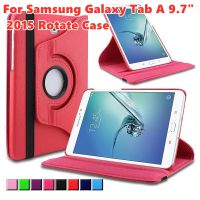 เคส T555หนัง PU แบบหมุนได้,สำหรับ Samsung Galaxy Tab A 9.7 "2015 SM-T550 T551แท็บ9.7" P555 SM-P550 2015พร้อมปากกา S Pen ขาตั้งแท็บเล็ต360 °