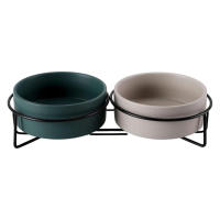 Raised Cat Bowl Non Slip Metal Stand Ceramic Pet Feeding Bowls Large Bowl Mouth Design Pet Feeding Bowls for Cats Puppies Small Dogs lovable