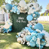 152pcs Ocean Blue Balloon Garland Arch Kit Metal Chrome Silver Latex Balloons Baby Shower Party Decor Wedding Birthday Supplies