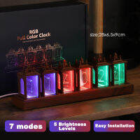 Nixie Tube นาฬิกา RGB Glow สีวอลนัทดิจิตอลนาฬิกาไม้อิเล็กทรอนิกส์ R นาฬิกาตั้งโต๊ะ Desktop Home Decor Gift