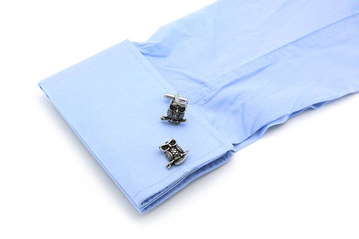 vintage-design-owl-cufflinks-สำหรับผู้ชายคุณภาพวัสดุทองแดงสีดำ-cuff-links-ขายส่งและขายปลีก-yrrey