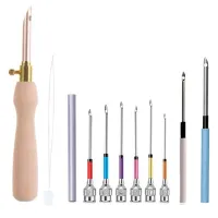 11Pcs Punch Needle Tool Kit Embroidery Stitching Punch Needle &amp; Needle Threader Embroidery Poking Cross Stitch Tools