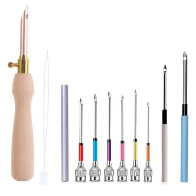 11Pcs Punch Needle Tool Kit Embroidery Stitching Punch Needle &amp; Needle Threader Embroidery Poking Tools