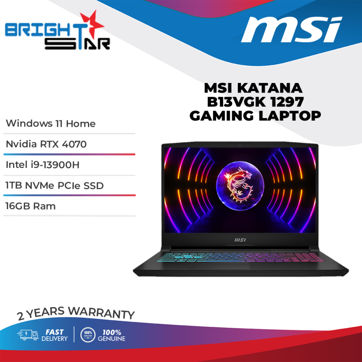 MSI Katana 15 15.6 144Hz FHD Gaming Laptop: 13th Gen Intel Core i7, RTX  4070, 16GB DDR5, 1TB NVMe SSD, USB-Type C, Cooler Boost 5, Win11 Home:  Black
