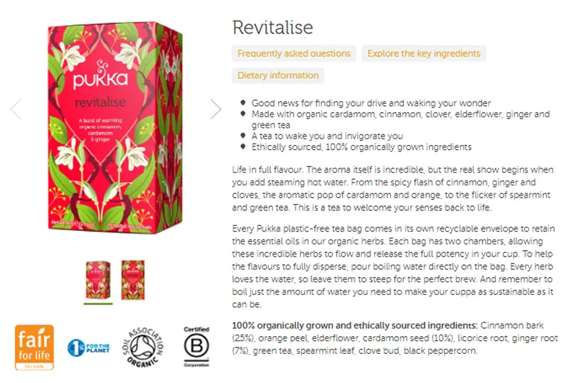 Pukka Organic Teas - Revitalize - Cinnamon, Cardamom & Ginger