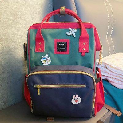 2023 Original✸ஐ Large upgraded lotte mommy BaoBao mom fashion waterproof backpack large capacity out of Oxford cloth bags