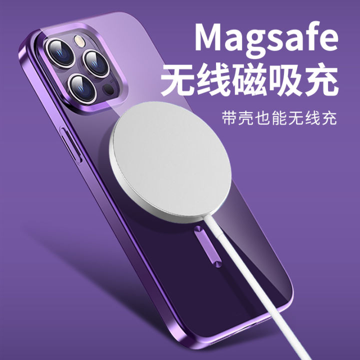 กรอบเคสโทรศัพท์เคลือบ-magsafe-hoce-สำหรับ-iphone-14-13-12-11-pro-max-14-plus-ระบบชาร์จแม่เหล็กฝาหลังแบบใสเคสบางมาก
