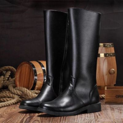 Leather bootsRiding Boots Men S Boots Tall And Velvet Leather Boots Cowhide Parade Boots Guard Of Honor Boots Men S Autumn And Winter Long Military Boots Knight Boots