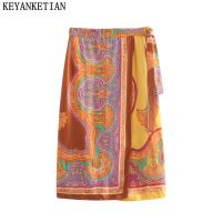 【CC】☁►  KEYANKETIAN Ethnic Print Skirt New Wrap Scarf tie Waist Asymmetric Sarong Color