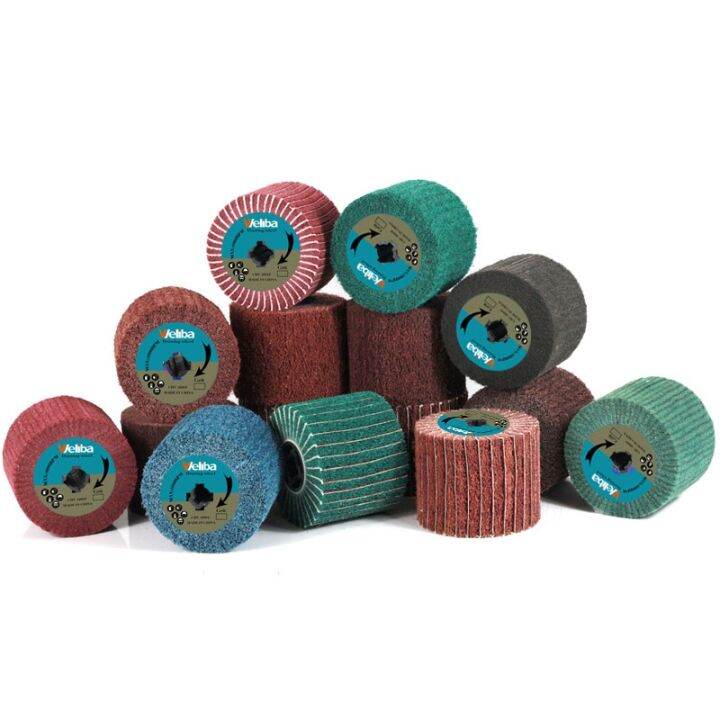 WELIBA 120x100x19mm Non Woven Wire Drawing Polishing Burnishing Wheels Drum Abrasive Sandpaper