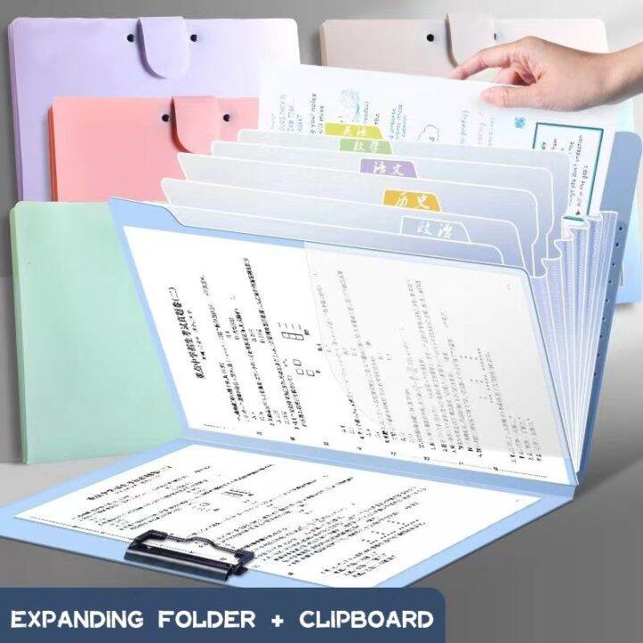 Claribelzi Expanding File Folder A4/A3 Organizer 8 Clipboard With Cover